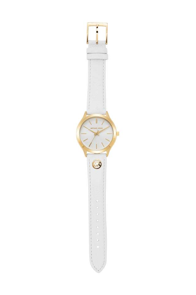 Slim-Runway-38-mm-White-Dial-Leather-Analogue-Wrist-Watch-for-Women---MK7466I