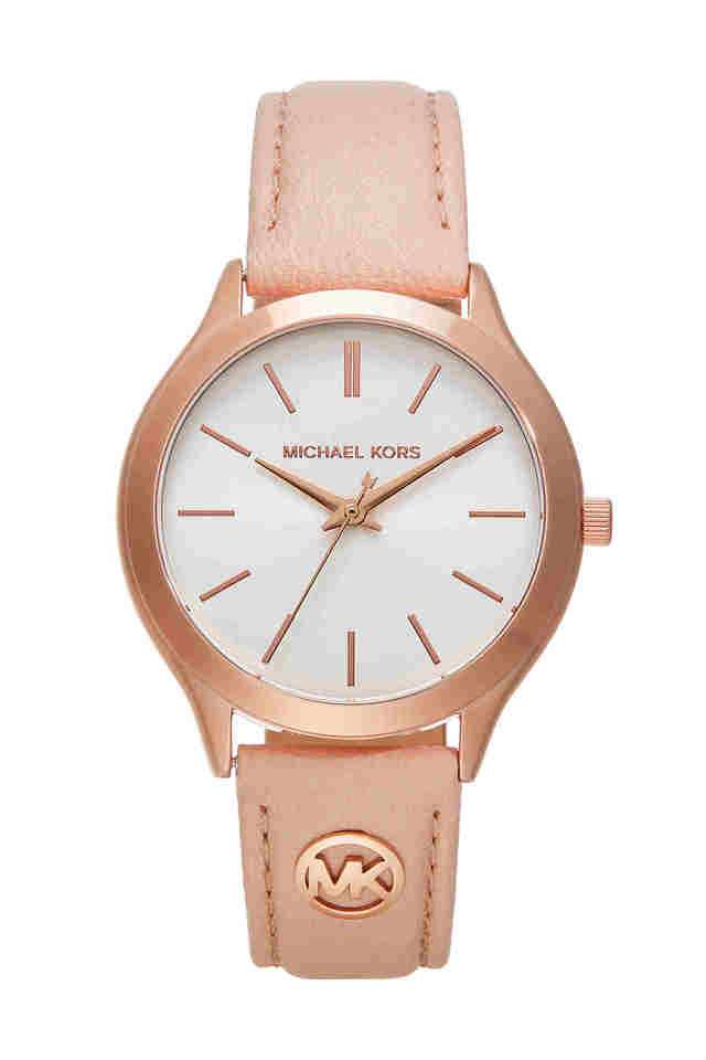 Slim-Runway-38-mm-White-Dial-Leather-Analogue-Wrist-Watch-for-Women---MK7467I