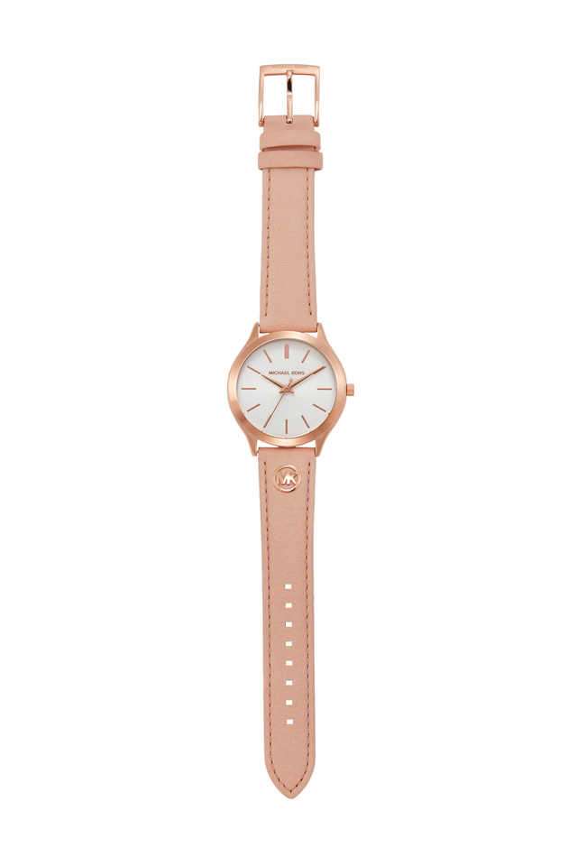 Slim-Runway-38-mm-White-Dial-Leather-Analogue-Wrist-Watch-for-Women---MK7467I