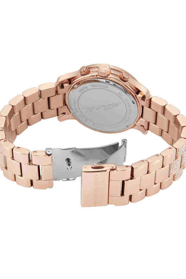 Runway-38-mm-Rose-Gold-Dial-Stainless-Steel-Chronograph-Wrist-Watch-for-Women---MK7481I