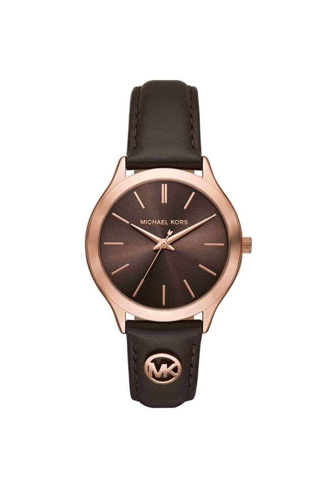 Slim-Runway-38-mm-Brown-Dial-Leather-Analogue-Watch-for-Women---MK7489