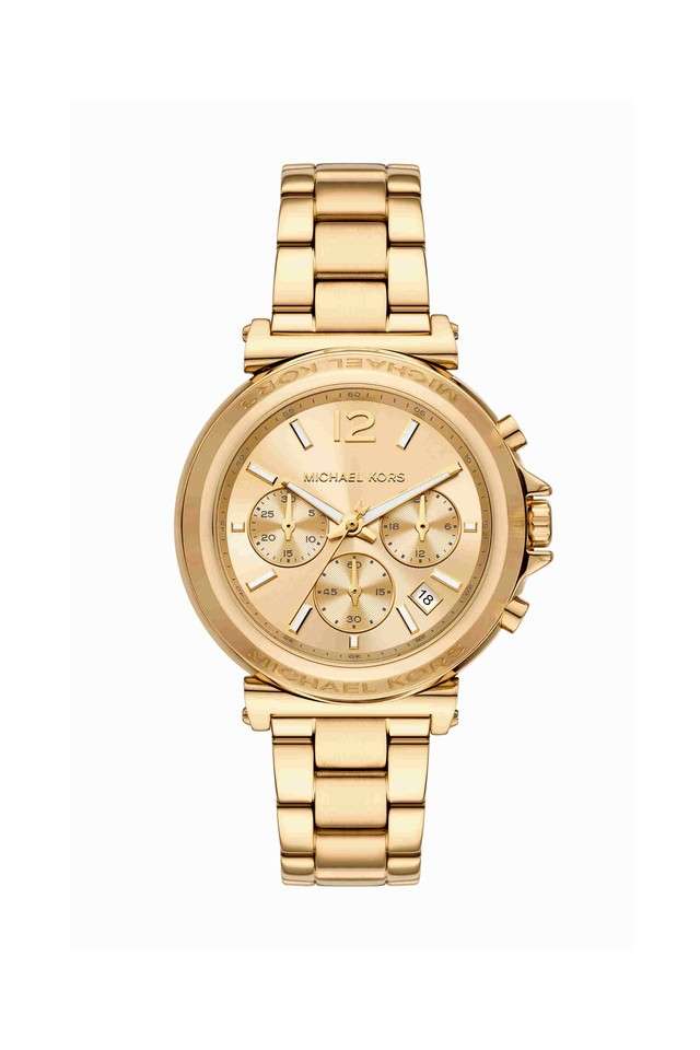 Maren-40-mm-Gold-Dial-Stainless-Steel-Chronograph-Watch-for-Women---MK7493