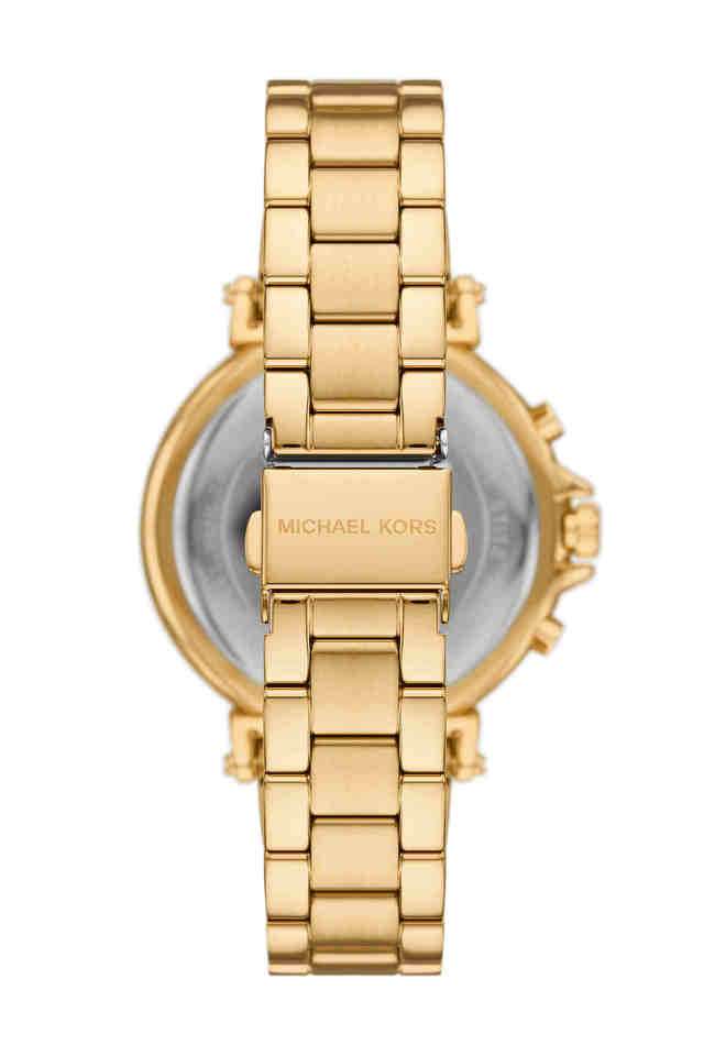 Maren-40-mm-Gold-Dial-Stainless-Steel-Chronograph-Watch-for-Women---MK7493