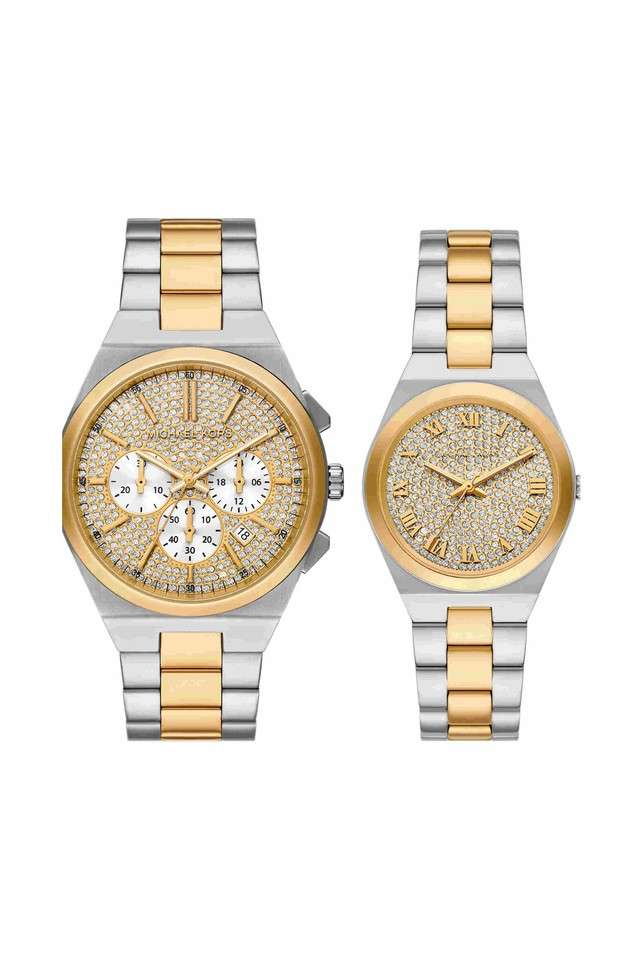 Lennox-33-mm-Gold-Dial-Stainless-Steel-Analogue-Watch-for-Women---MK7503SET