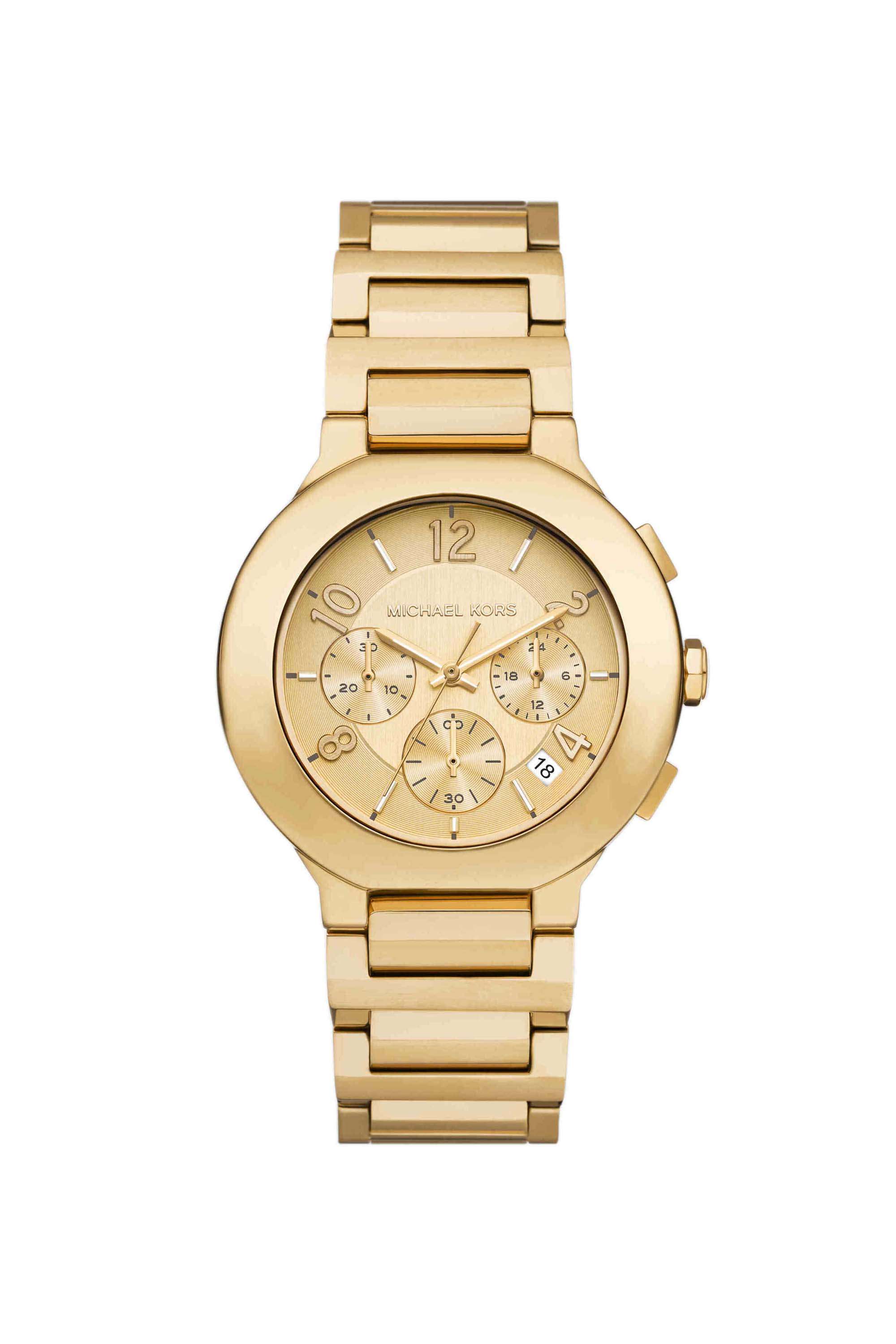 Gramercy-40-mm-Gold-Dial-Stainless-Steel-Chronograph-Watch-For-Women---MK7520