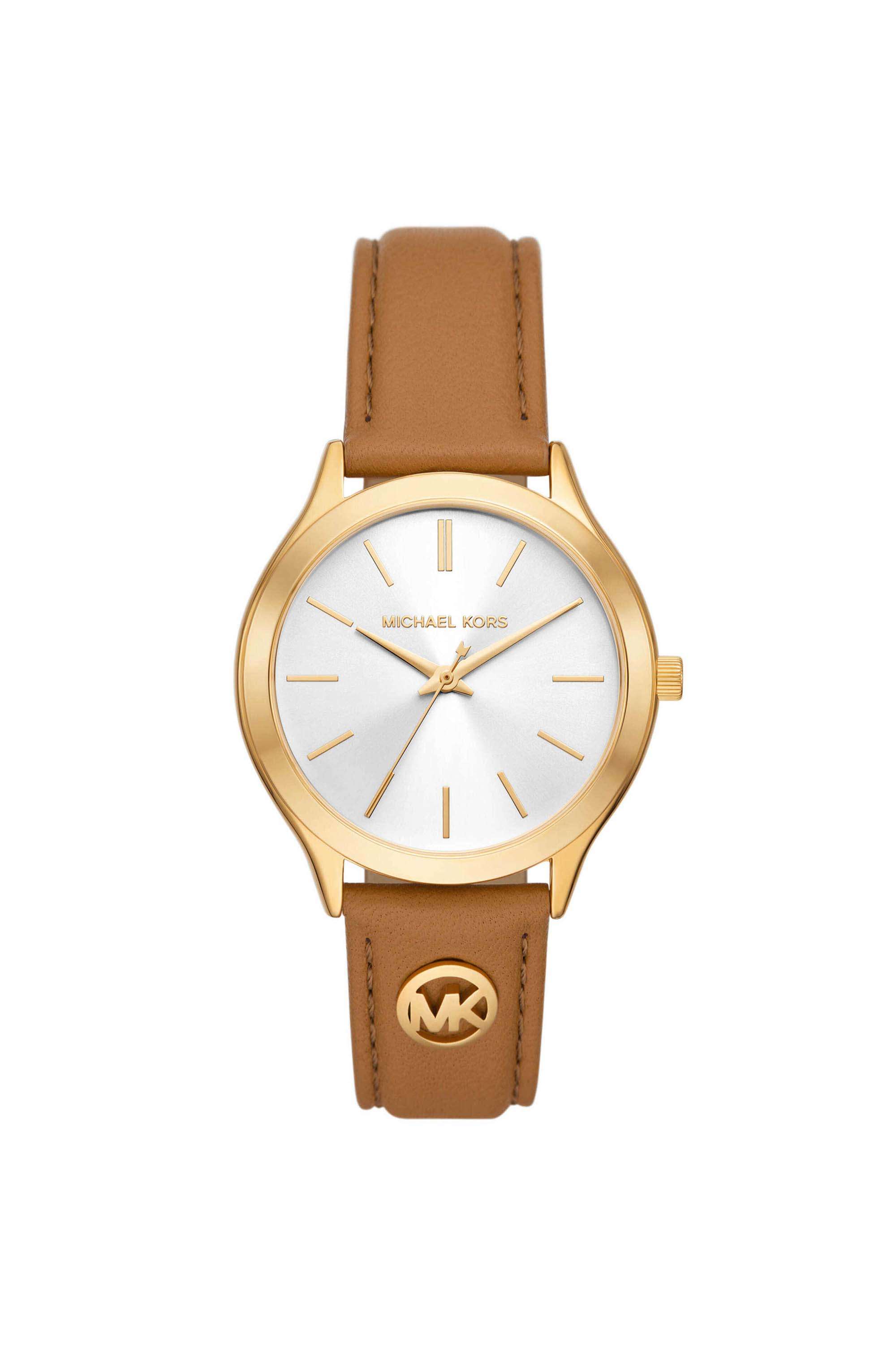 Slim-Runway-38-mm-White-Dial-Leather-Analogue-Watch-For-Women---MK7543
