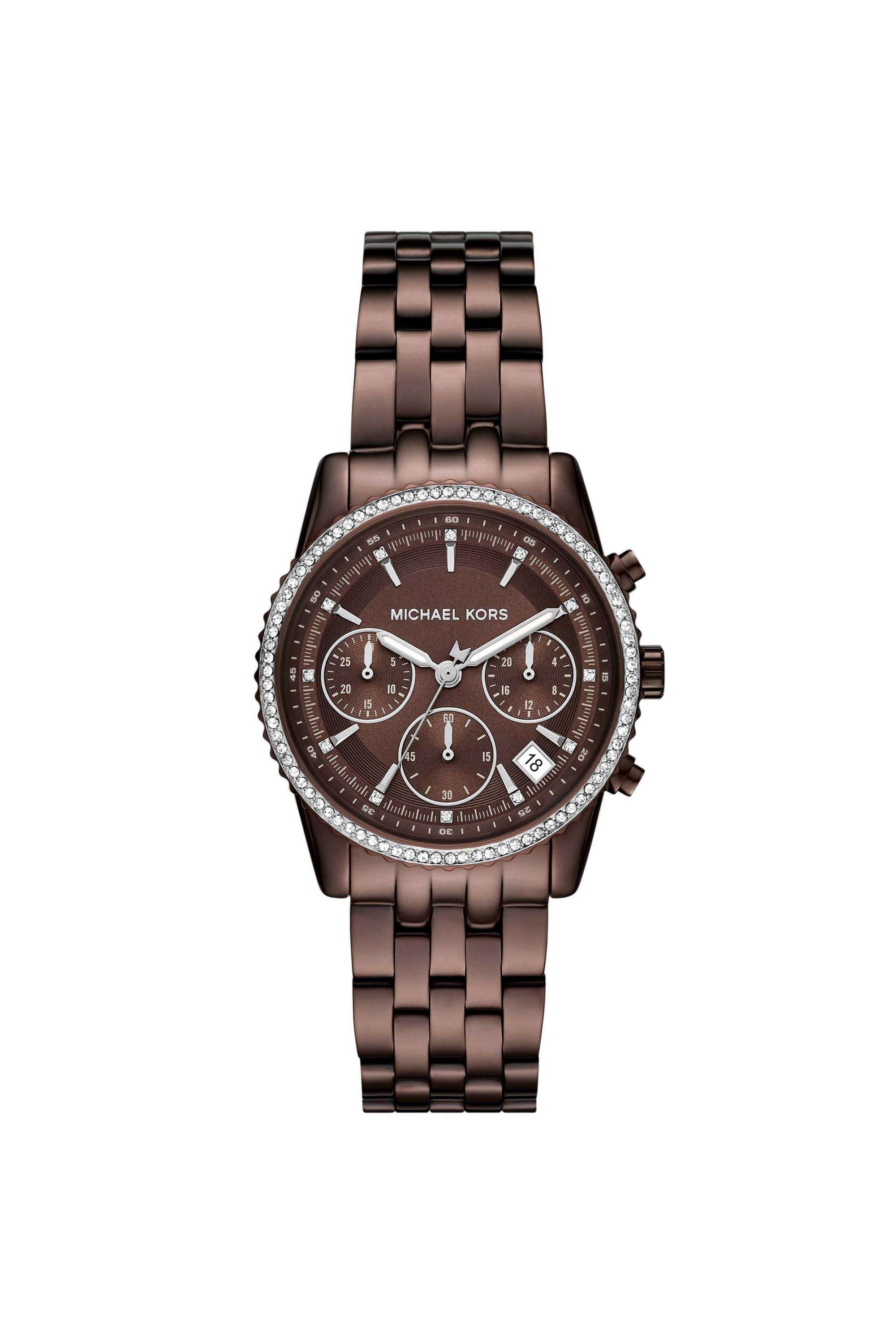 Bryant-35-mm-Brown-Dial-Stainless-Steel-Analogue-Watch-For-Women---MK7559