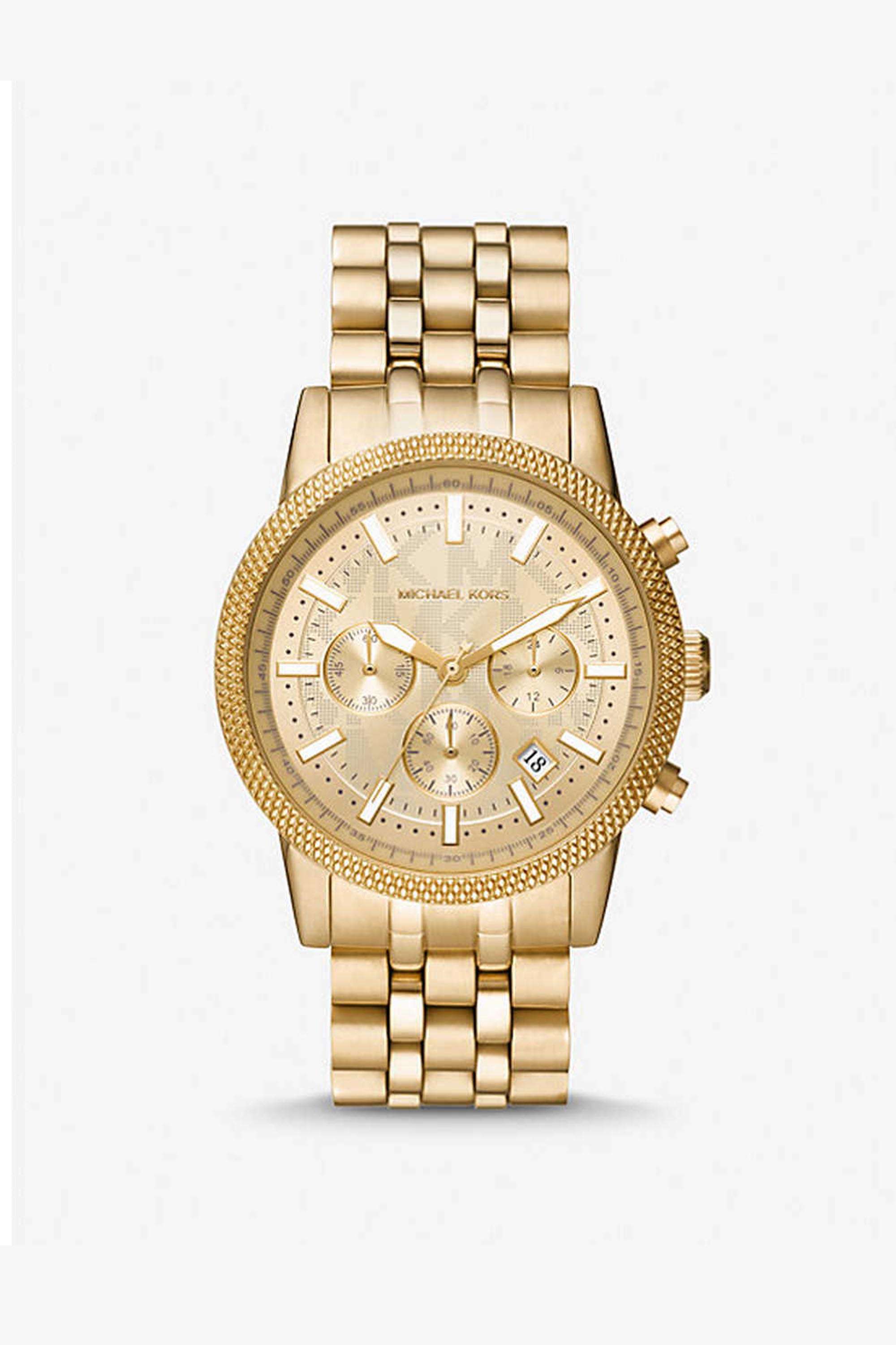 Hutton-Men-s-43-mm-Chronograph-Quartz-Watch---Gold-Dial-with-Gold-Stainless-Steel-Strap-(MK8953)