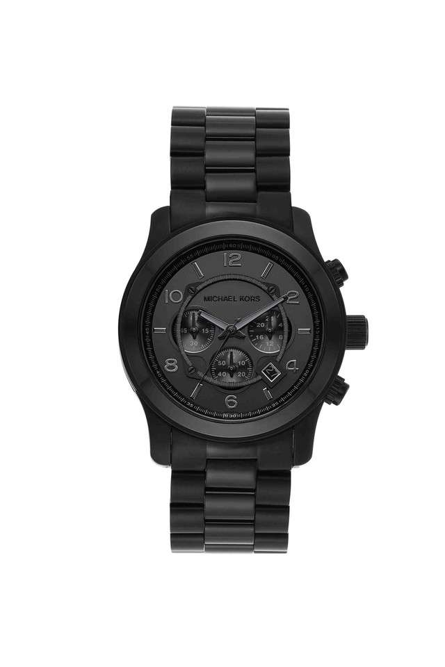 Runway-45-mm-Black-Dial-Stainless-Steel-Chronograph-Watch-For-Men---MK9073