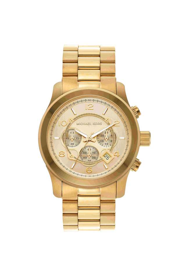 Runway-45-mm-Gold-Dial-Stainless-Steel-Chronograph-Watch-for-Men---MK9074