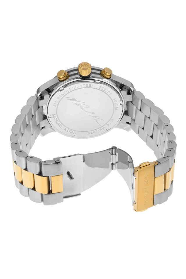 Runway-45-mm-Gold-Dial-Stainless-Steel-Chronograph-Watch-for-Men---MK9075I
