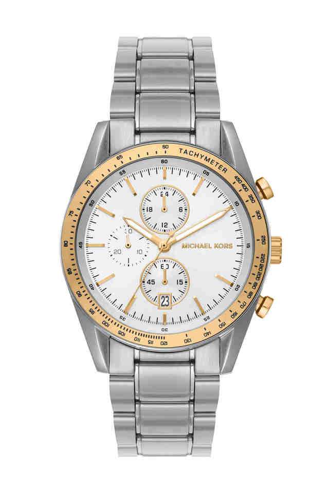 Accelerator-42-mm-White-Dial-Stainless-Steel-Chronograph-Wrist-Watch-for-Men---MK9112I
