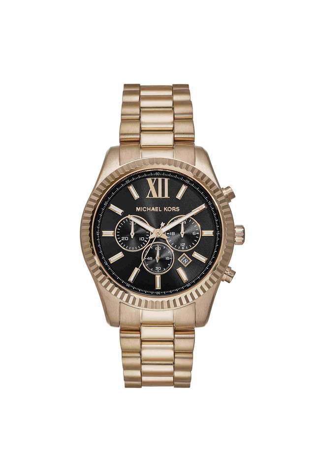 Lexington-44-mm-Black-Dial-Stainless-Steel-Chronograph-Wrist-Watch-for-Men---MK9155