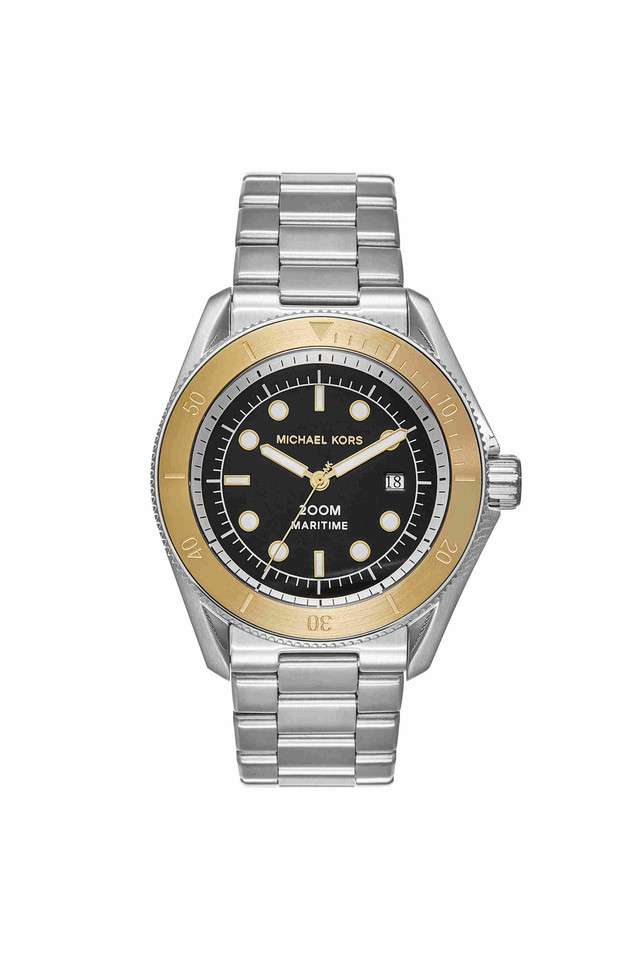 Maritime-42-mm-Black-Dial-Stainless-Steel-Analogue-Watch-For-Men---MK9161