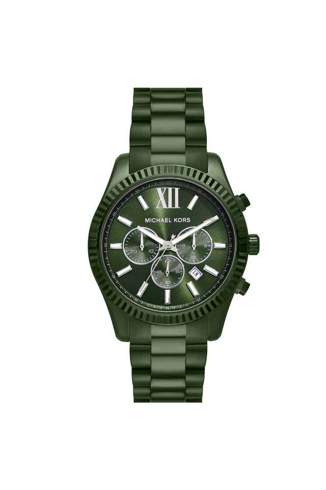 Lexington-44-mm-Green-Dial-Stainless-Steel-Chronograph-Wrist-Watch-for-Men---MK9166
