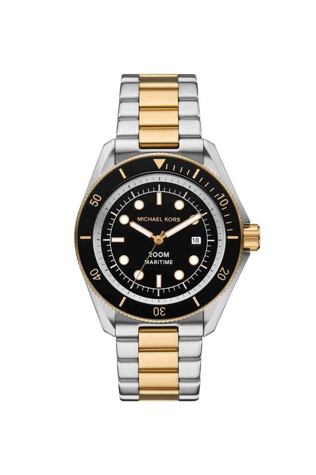 Maritime-42-mm-Black-Dial-Stainless-Steel-Analogue-Watch-for-Men---MK9180