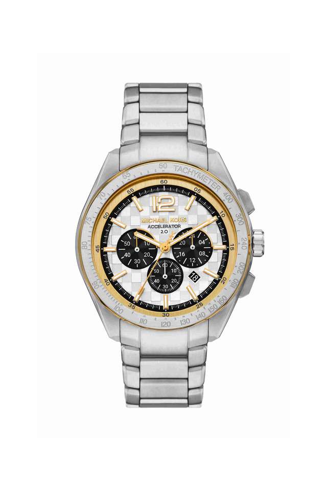 Accelerator-2-44-mm-Silver-Dial-Stainless-Steel-Chronograph-Wrist-Watch-for-Men---MK9188