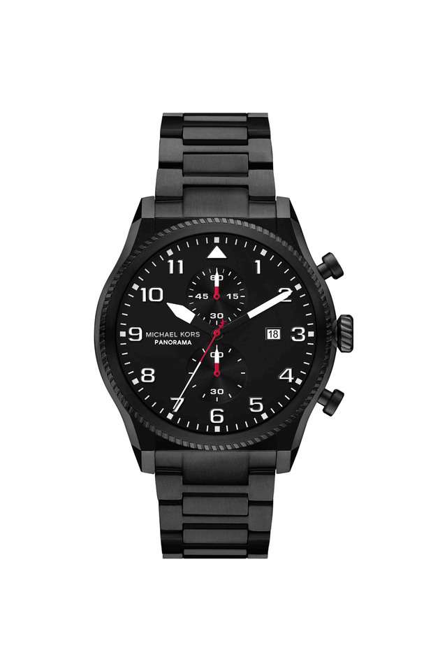 Panorama-44-mm-Black-Dial-Stainless-Steel-Chronograph-Watch-for-Men---MK9198I