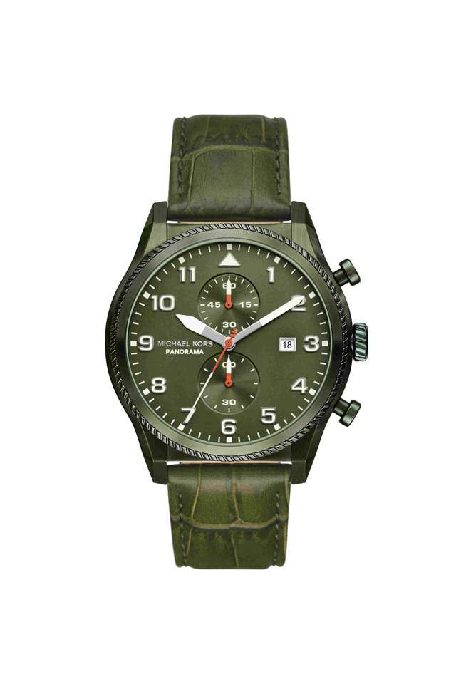 Panorama-44-mm-Green-Dial-Leather-Chronograph-Watch-for-Men---MK9199I