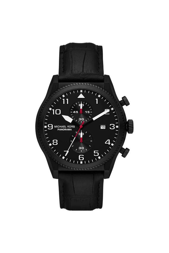 Panorama-44-mm-Black-Dial-Leather-Chronograph-Watch-for-Men---MK9201I