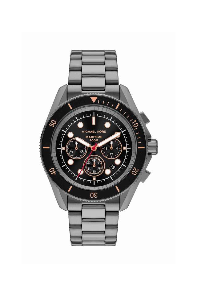 Maritime-45-mm-Black-Dial-Stainless-Steel-Chronograph-Watch-for-Men---MK9204I