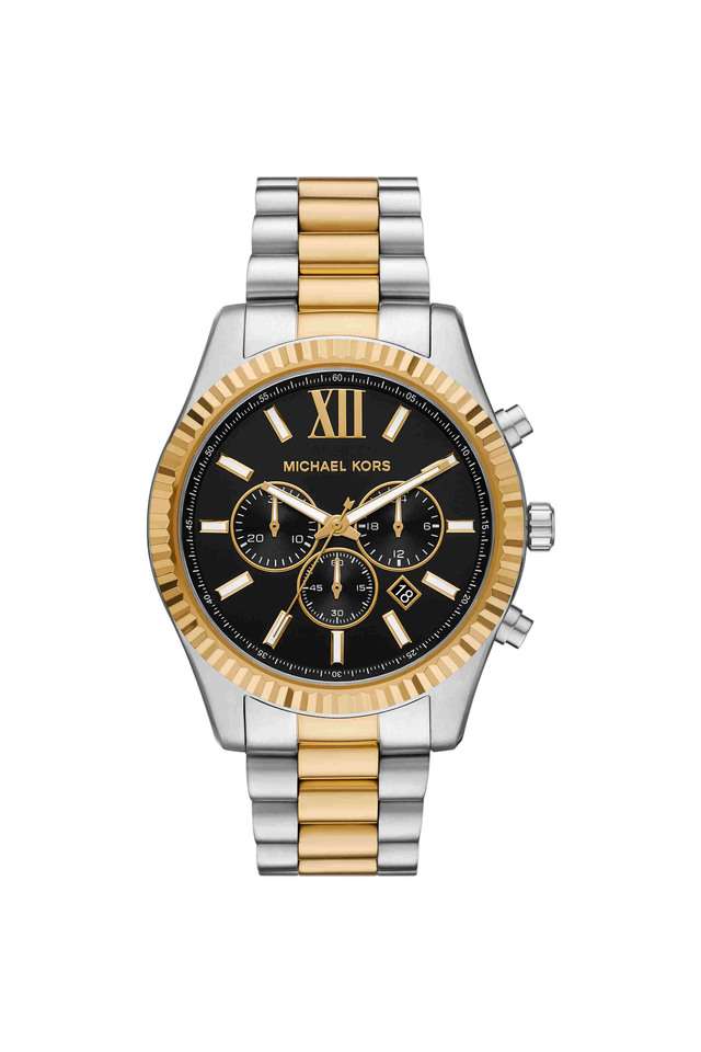 Lexington-44-mm-Black-Dial-Stainless-Steel-Chronograph-Watch-for-Men---MK9207I