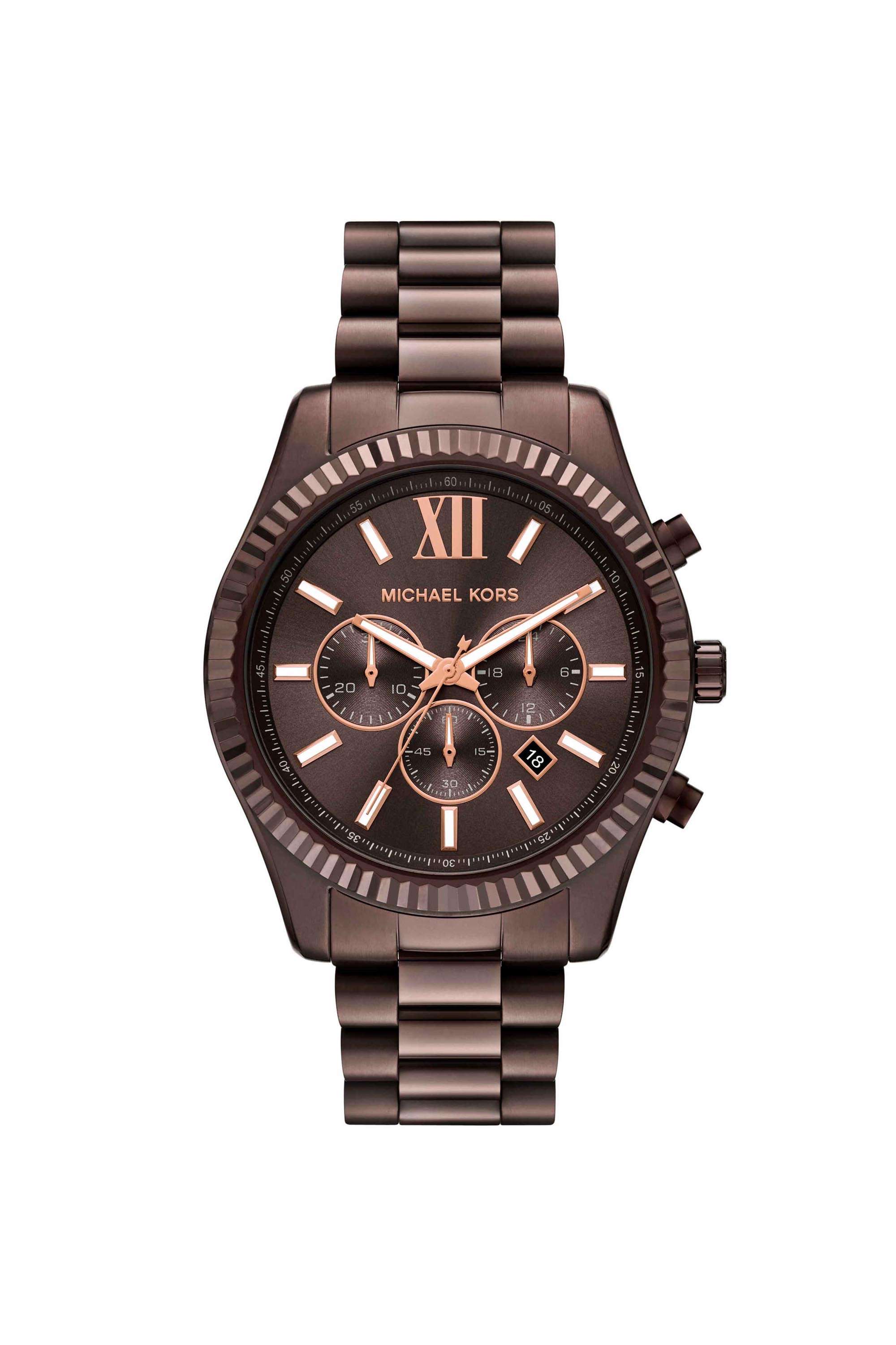 Lexington-44-mm-Brown-Dial-Stainless-Steel-Analogue-Watch-For-Men---MK9224