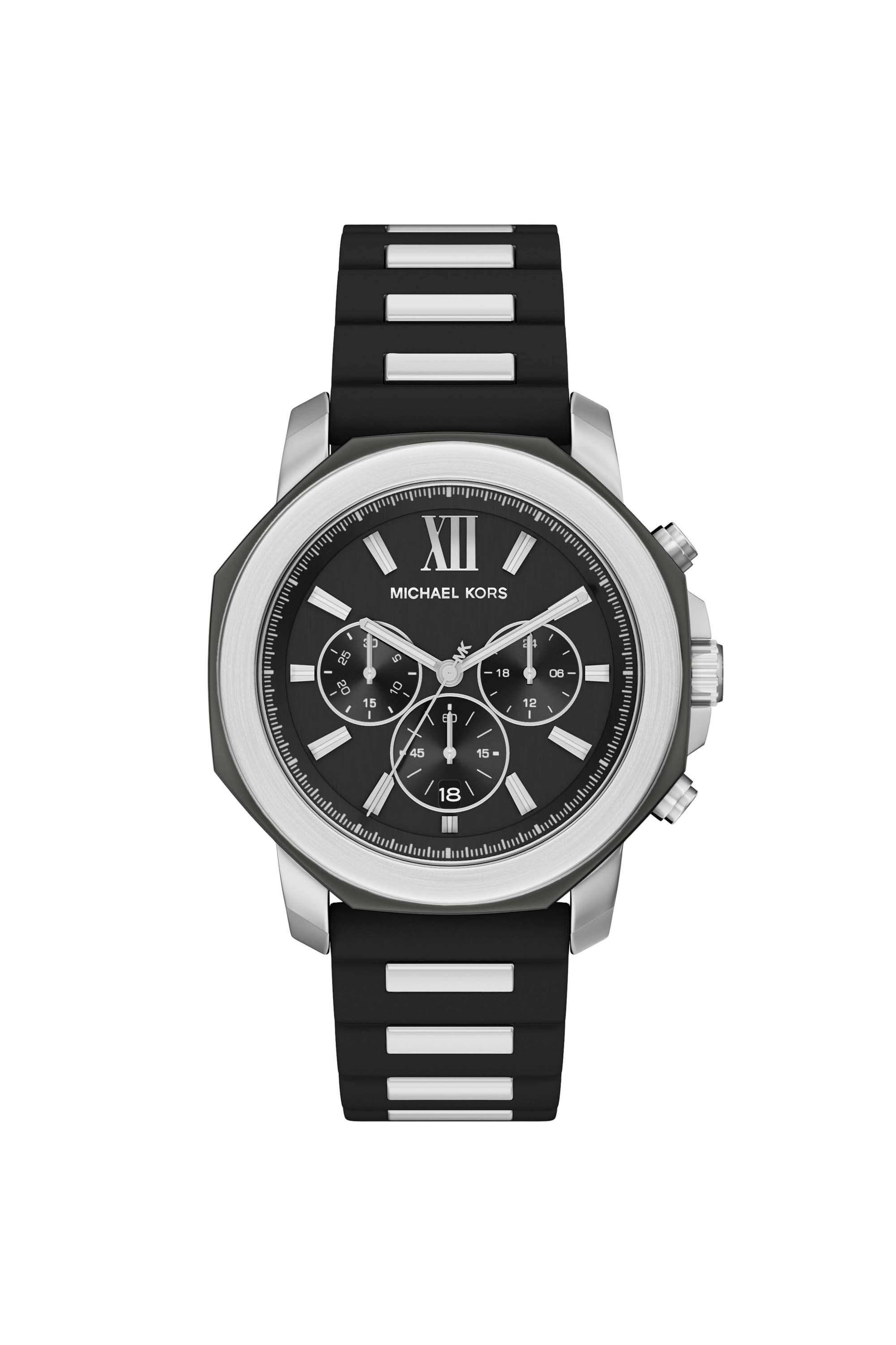 Prescott-44-mm-Black-Dial-Silicone-Chronograph-Watch-For-Men---MK9262