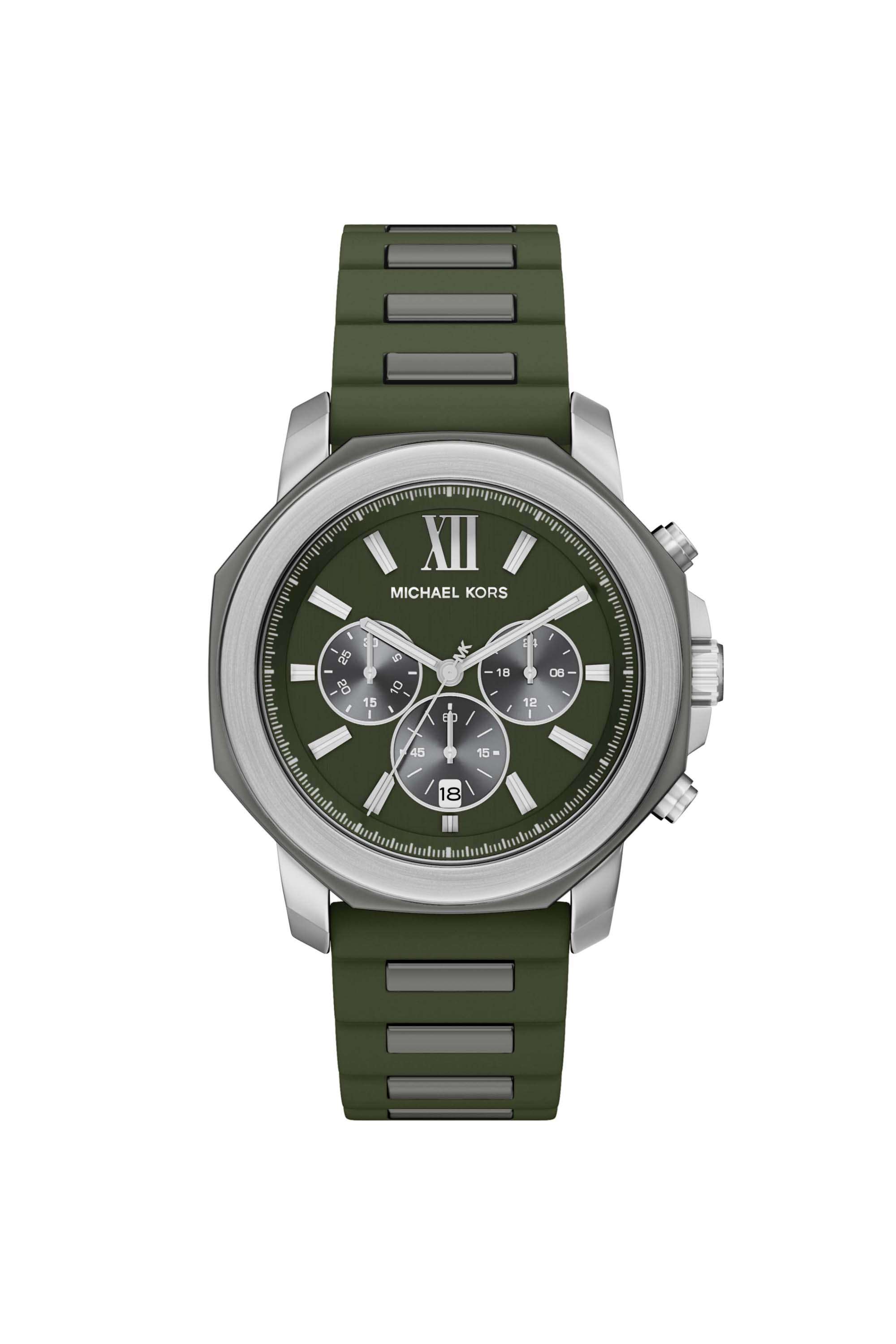 Prescott-44-mm-Green-Dial-Silicone-Chronograph-Watch-For-Men---MK9263
