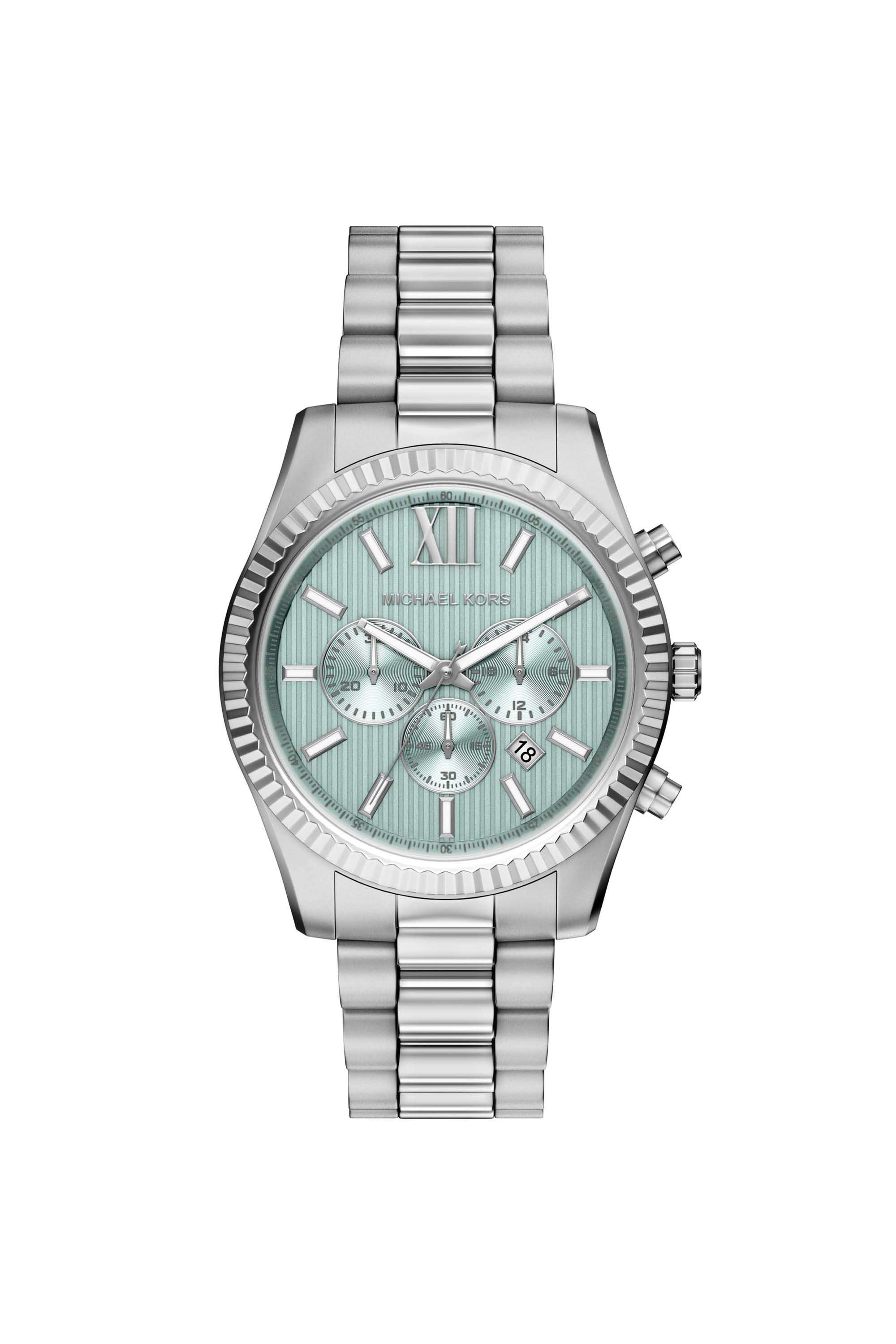 Lexington-45-mm-Green-Dial-Stainless-Steel-Chronograph-Watch-For-Men---MK9264