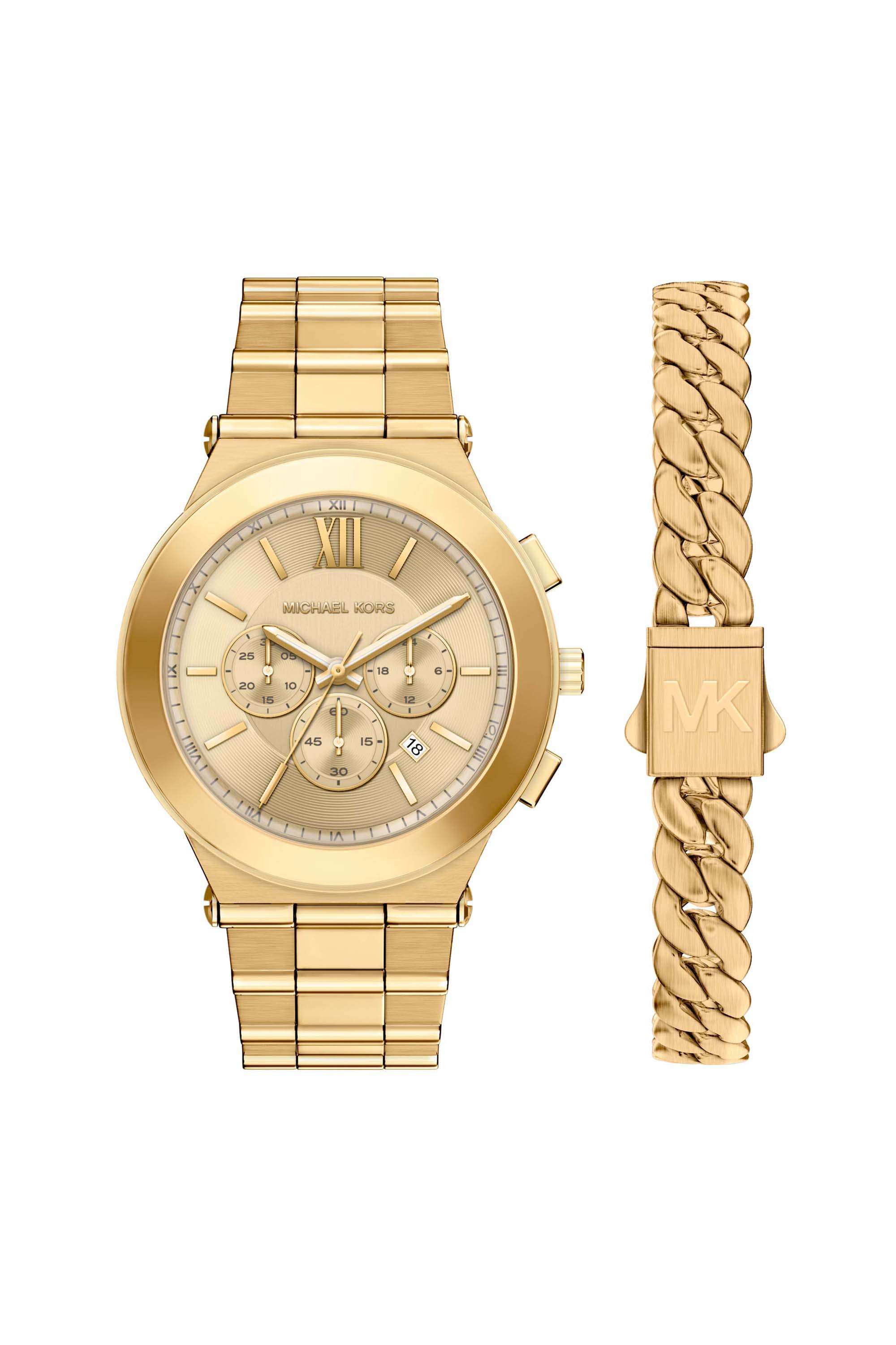 Billie-44-mm-Gold-Dial-Stainless-Steel-Chronograph-Watch-For-Men---MK9270SET