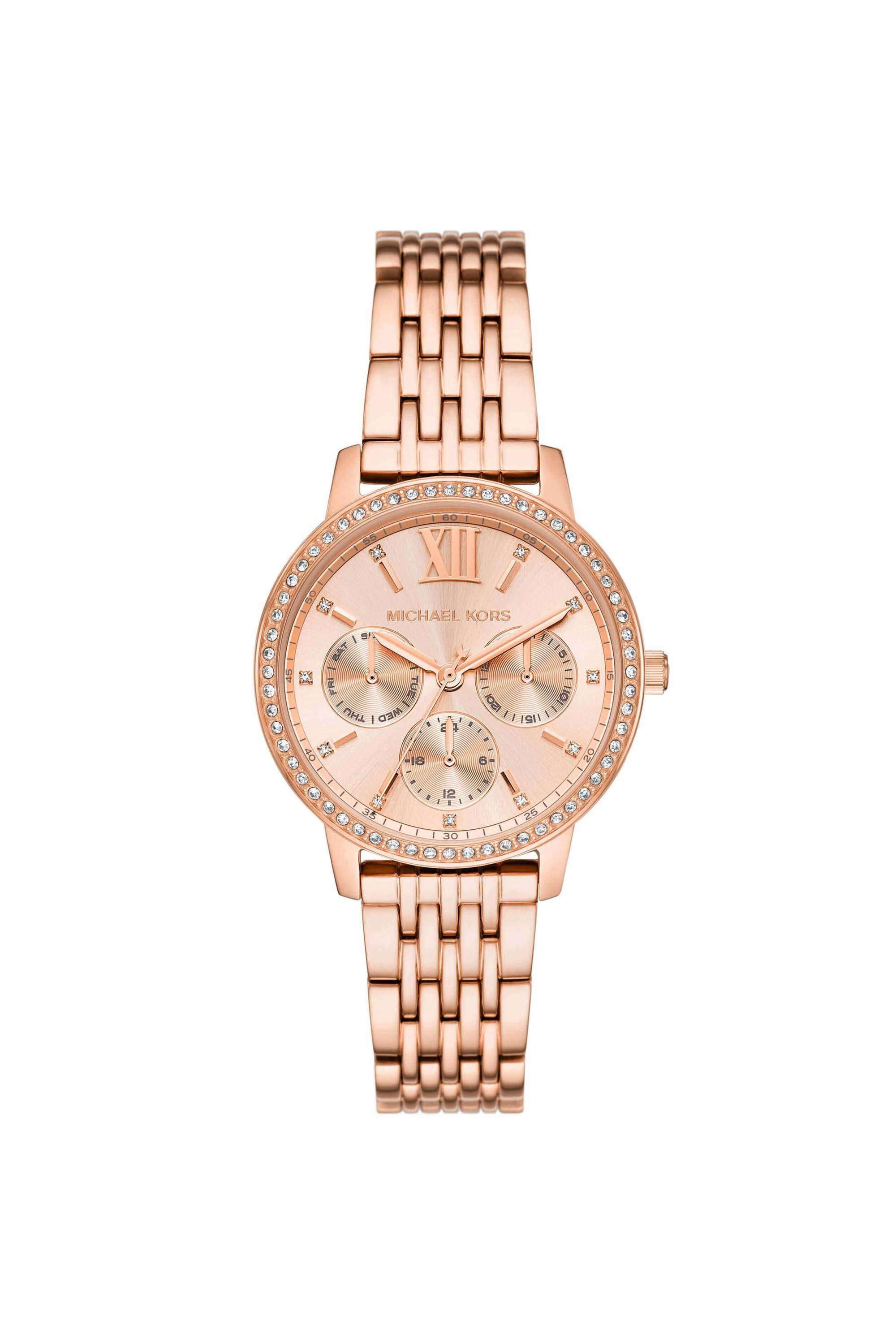 Melissa-35-mm-Rose-Gold-Dial-Stainless-Steel-Chronograph-Watch-For-Women---MKO1081