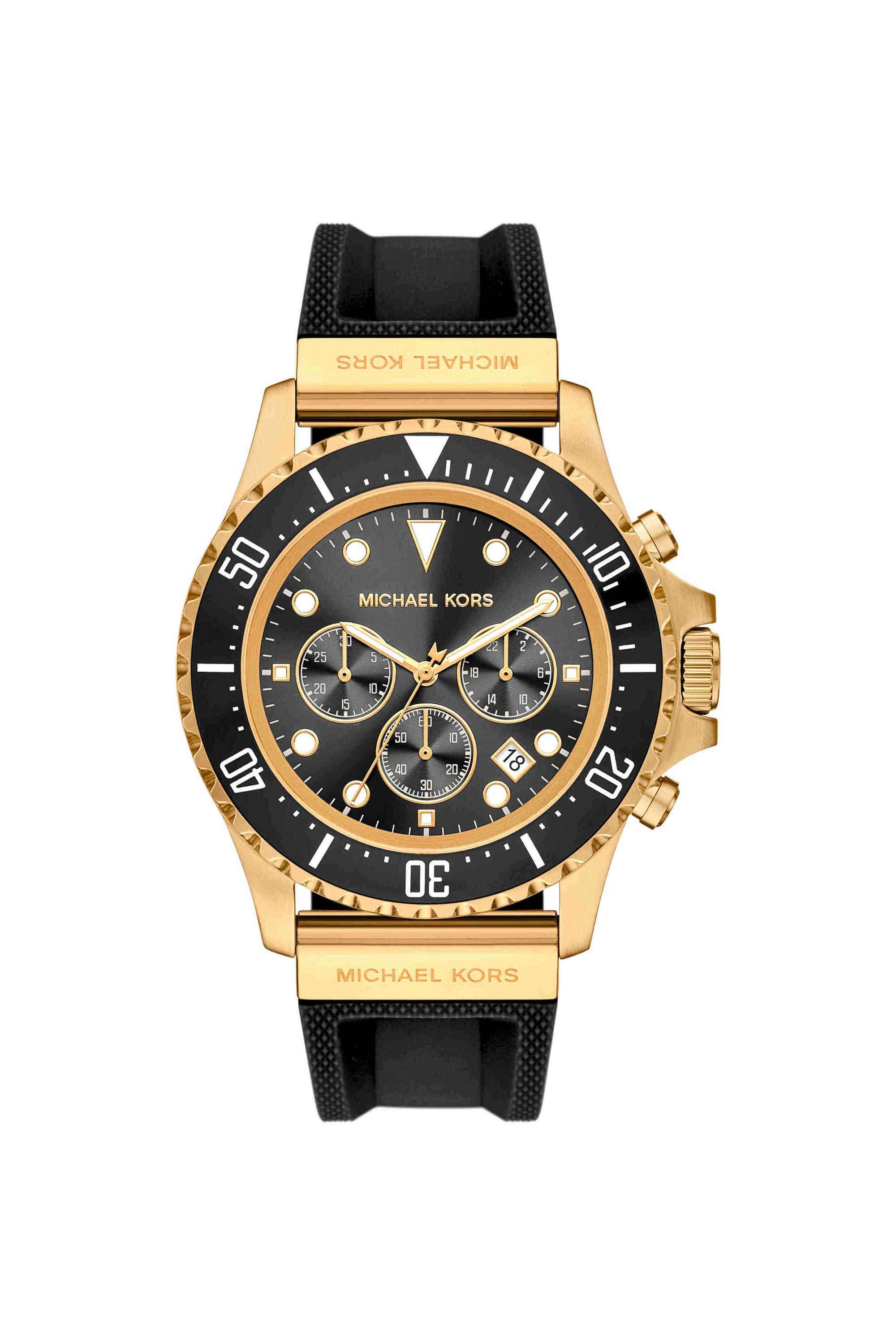 Everest-45-mm-Black-Dial-Silicone-Chronograph-Watch-For-Men---MKO1162