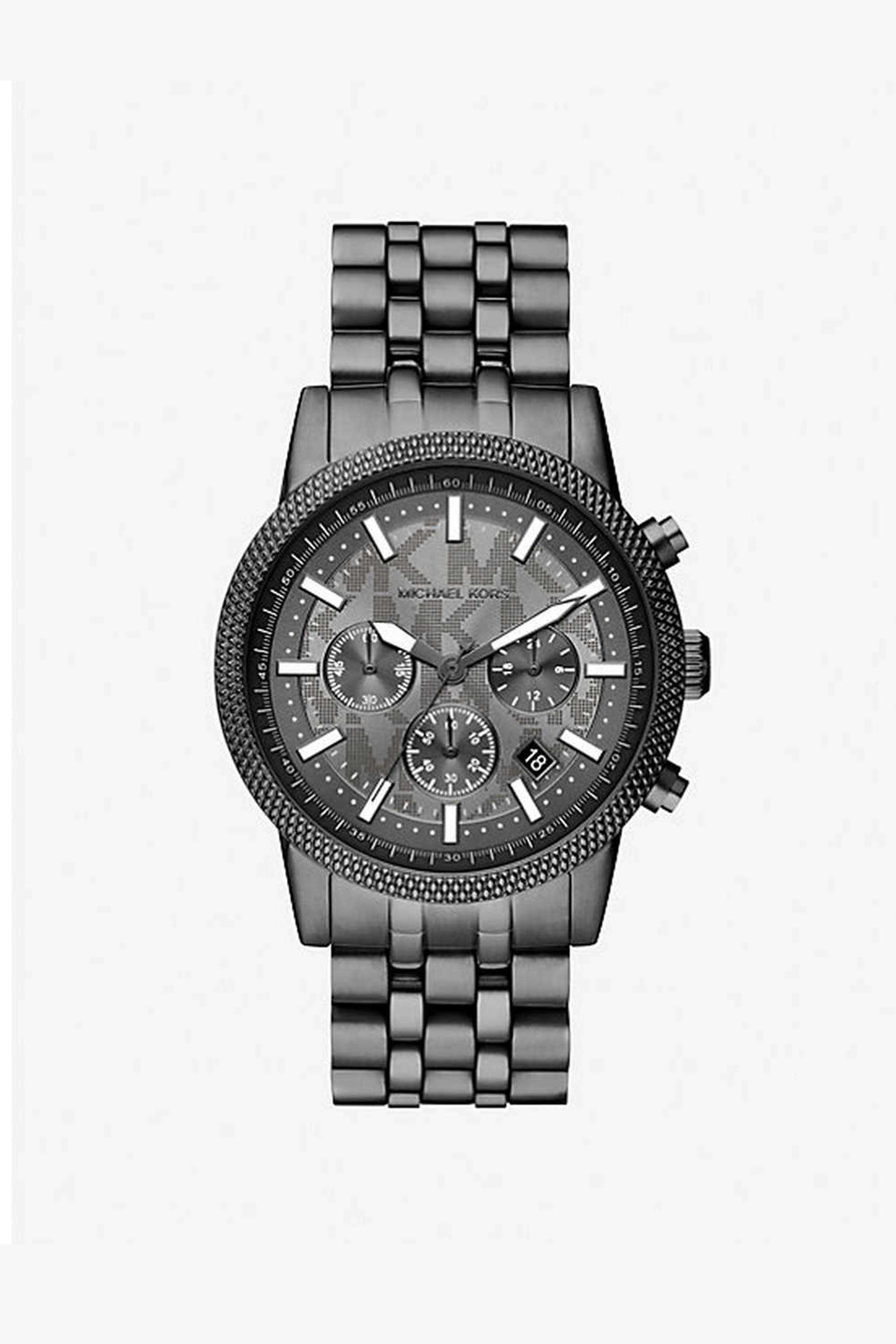 Hutton-Men-s-43-mm-Chronograph-Quartz-Watch---Grey-Dial-with-Grey-Stainless-Steel-Strap-(MKO1164)