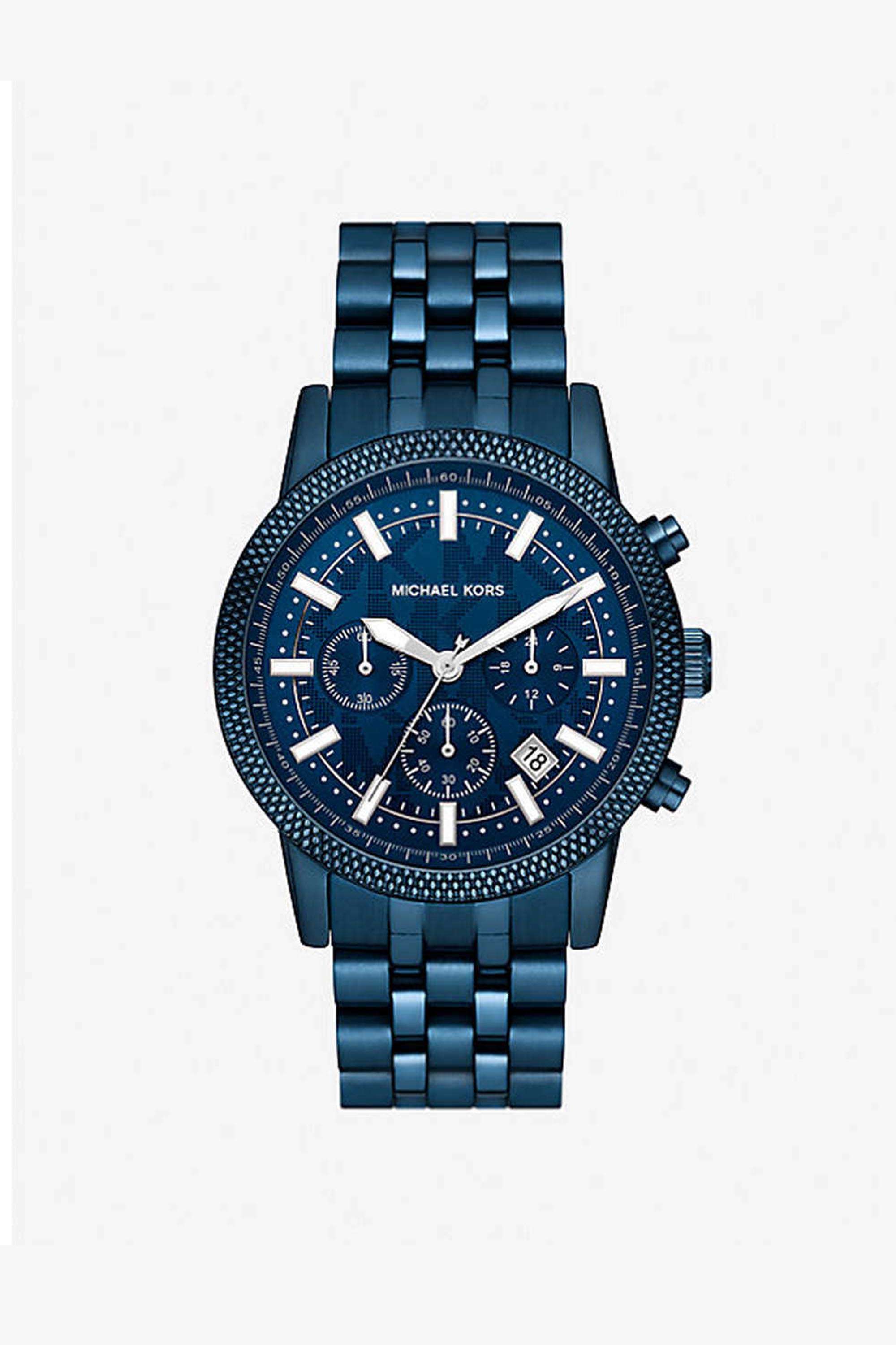 Hutton-Men-s-43-mm-Chronograph-Quartz-Watch---Blue-Dial-with-Blue-Stainless-Steel-Strap-(MKO1165)