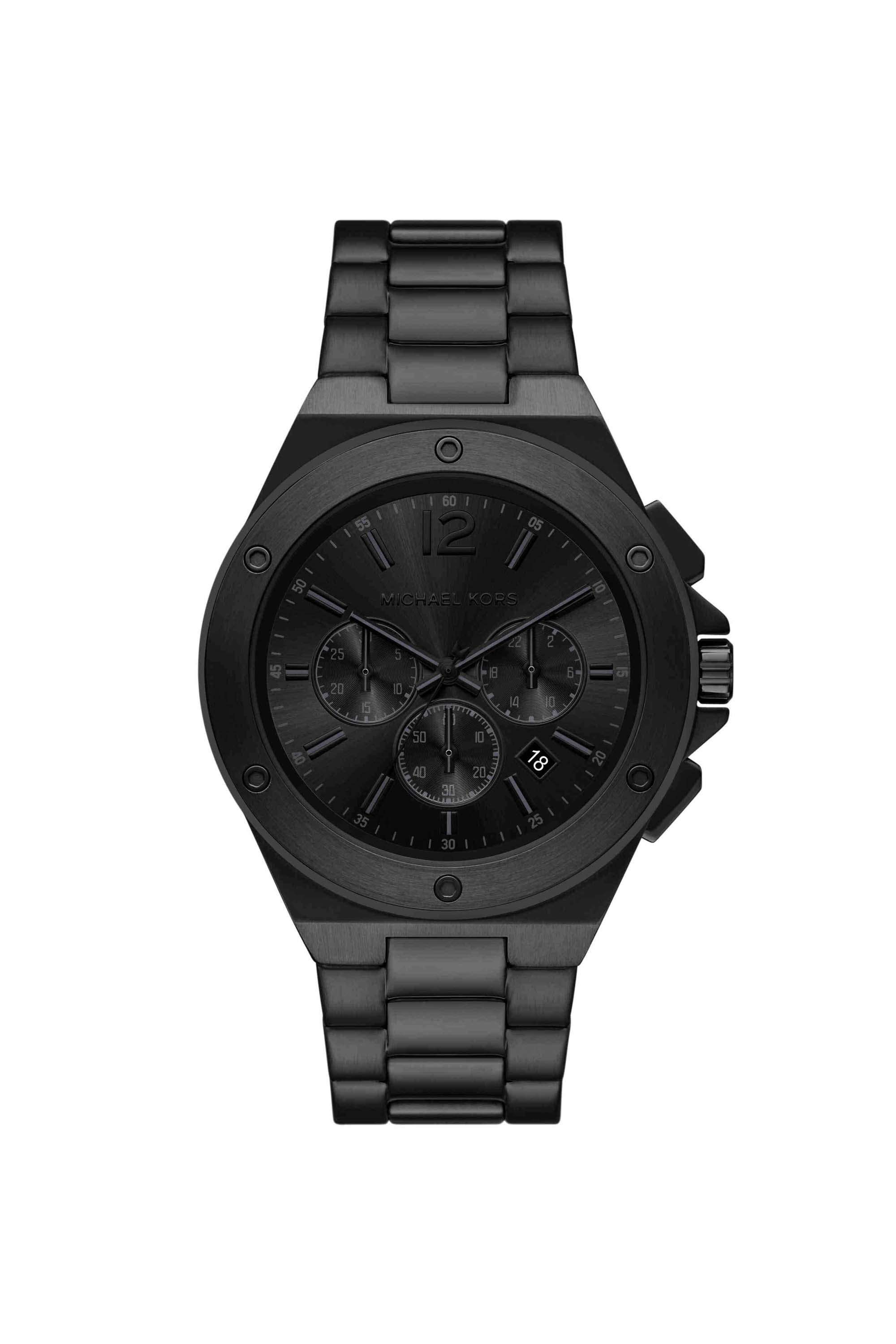 Lennox-45-mm-Black-Dial-Stainless-Steel-Chronograph-Watch-For-Men---MKO1234