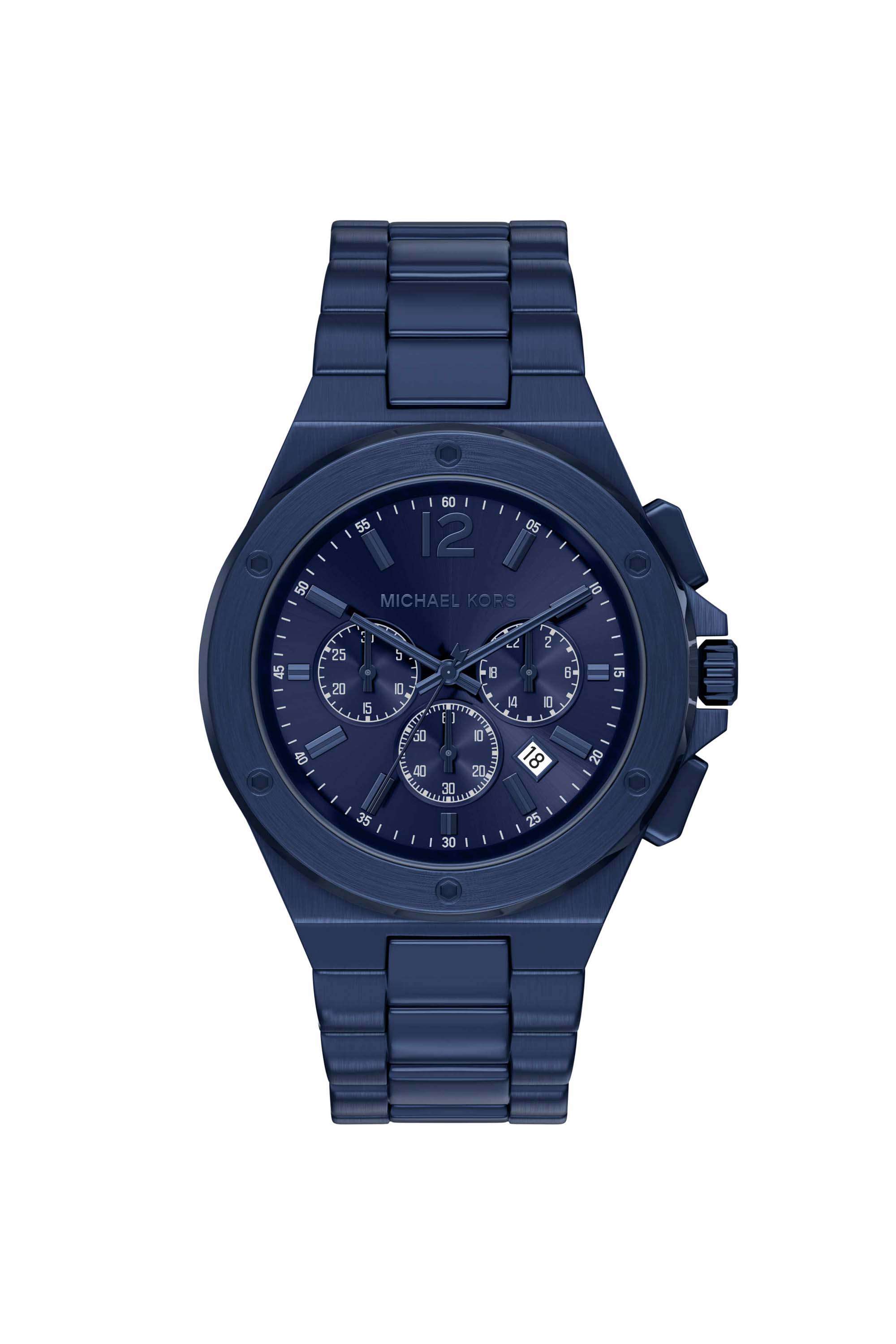Buy MICHAEL KORS blue Lennox 45 mm Blue Dial Stainless Steel