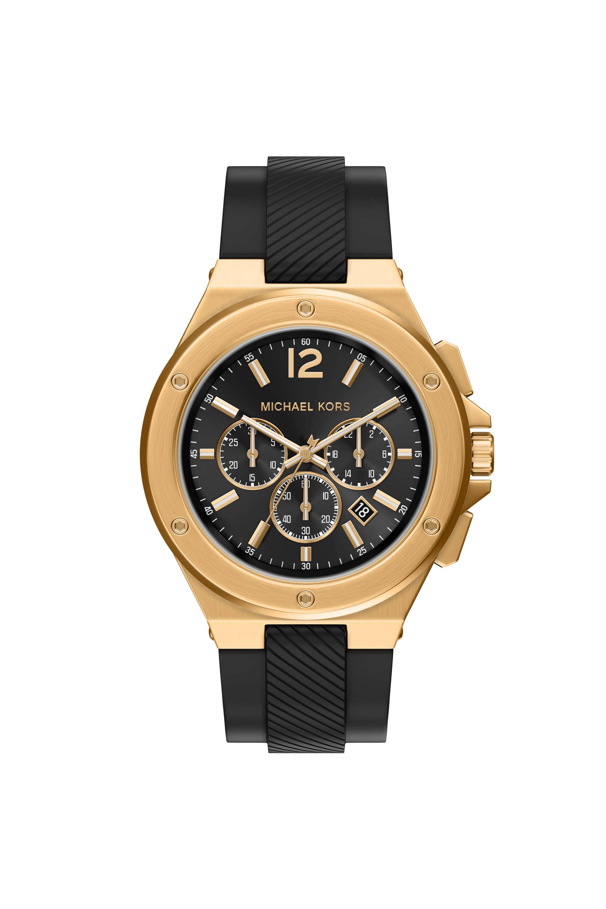 Lennox-45-mm-Black-Dial-Silicone-Chronograph-Watch-For-Men---MKO1272