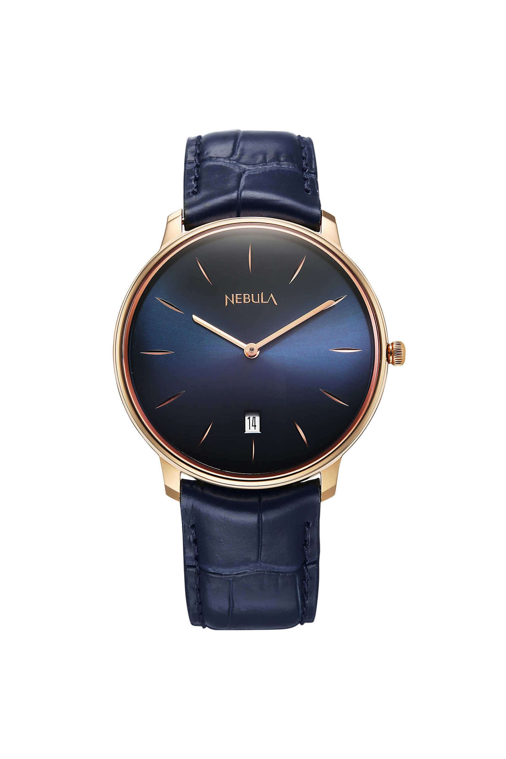 18K-Gold-Blue-Dial-Analog-Leather-Strap-Watch-for-Men