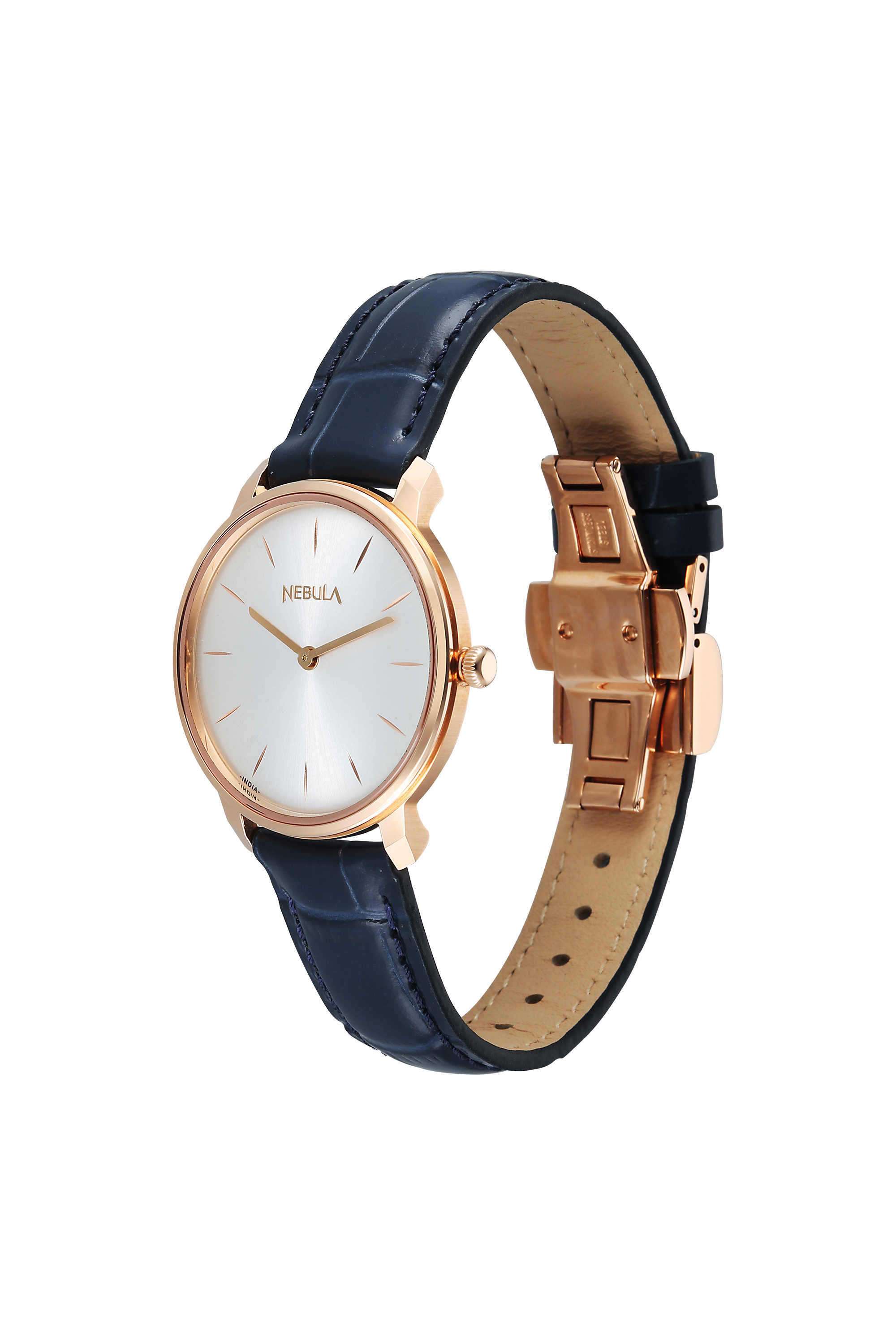 18K-Gold-White-Dial-Analog-Leather-Strap-Watch-for-Women