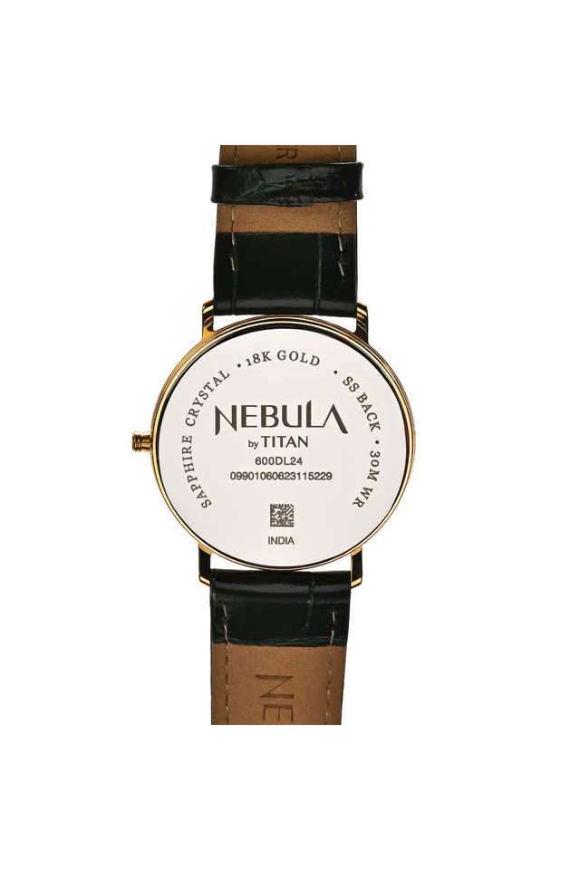 Nebula-18k-Gold-Vintage-38---40-mm-Green-Diamond-Studded-Dial-Leather-Analogue-Wrist-Watch-for-Men---NT600DL24