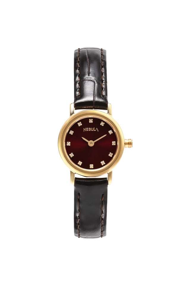 Nebula-18k-Gold-Vintage-20---22-mm-Red-Diamond-Studded-Dial-Leather-Analogue-Wrist-Watch-for-Women---NT991DL14