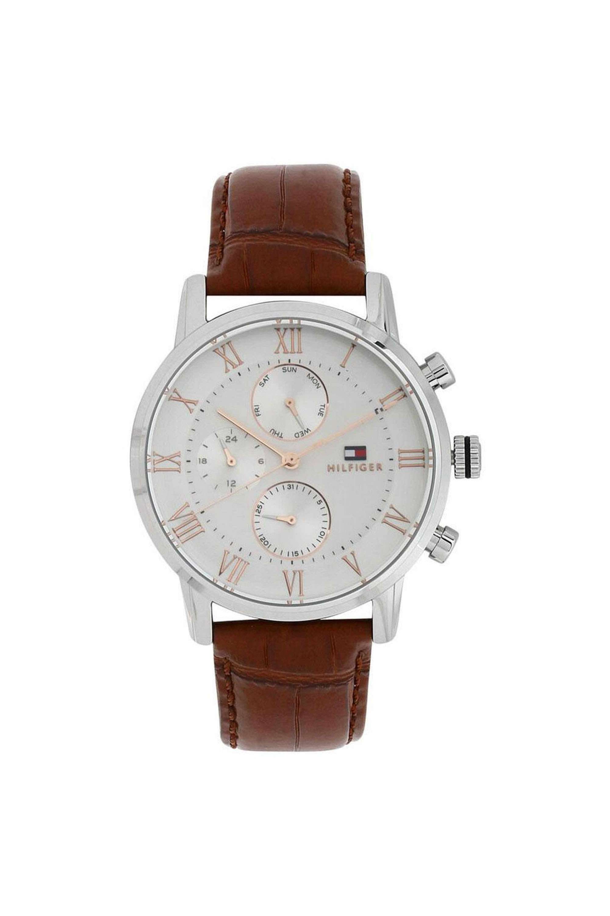 Kane-44-mm-Quartz-Analogue-Watch-For-Men---Silver-Dial-with-Brown-Leather-Strap-(TH1791400)