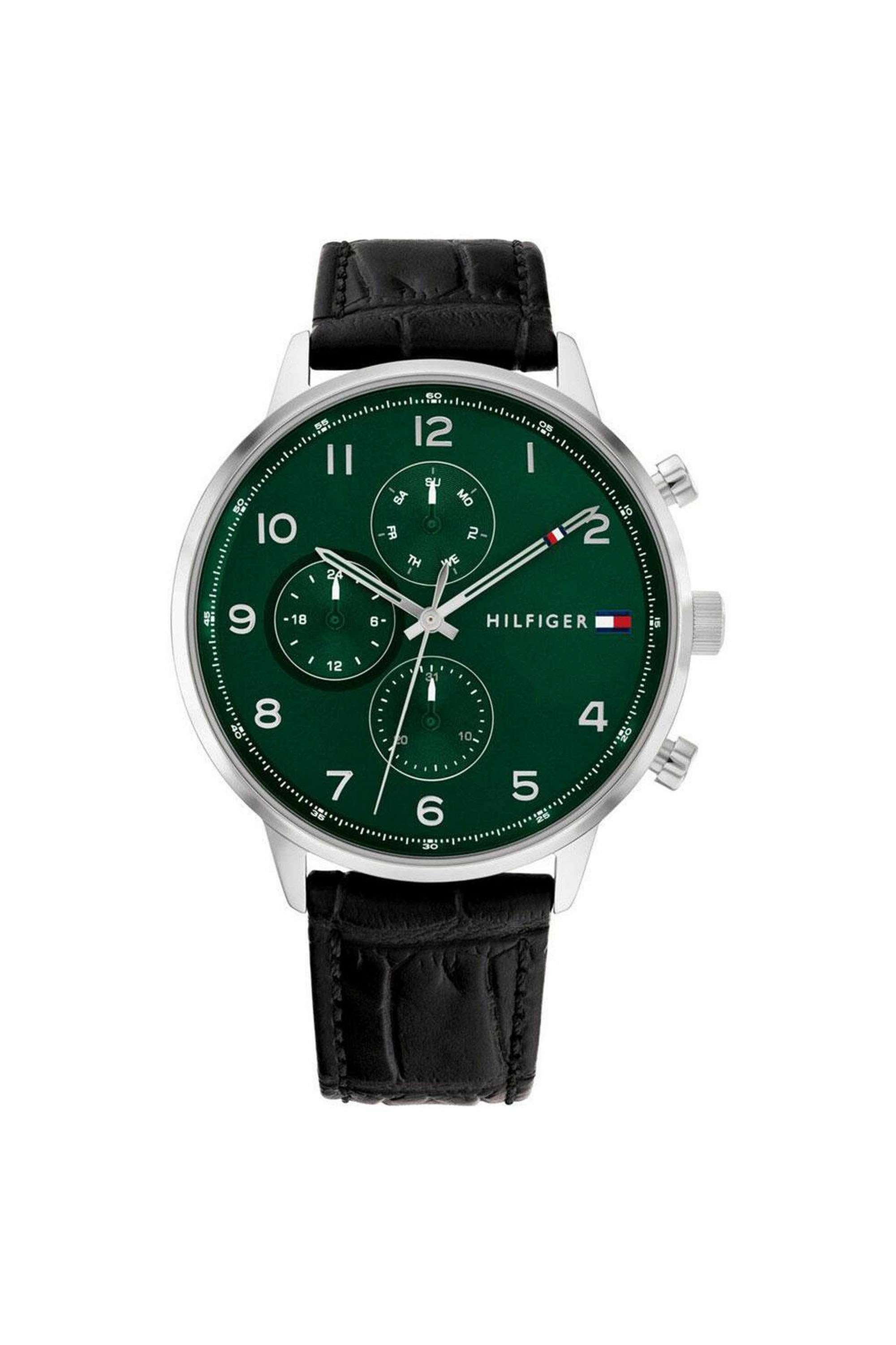 Leonard-44-mm-Quartz-Analogue-Watch-For-Men---Green-Dial-with-Black-Leather-Strap-(TH1791985)
