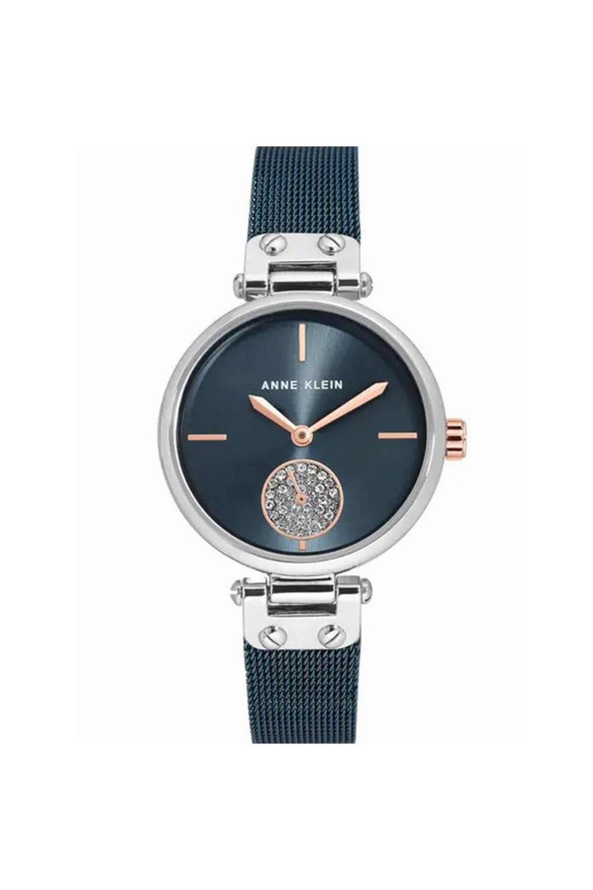 Crystals-34-mm-Quartz-Analogue-Watch-For-Women-s---Blue-Dial-with-Blue-Stainless-Steel-Strap-(AK3001BLRT)