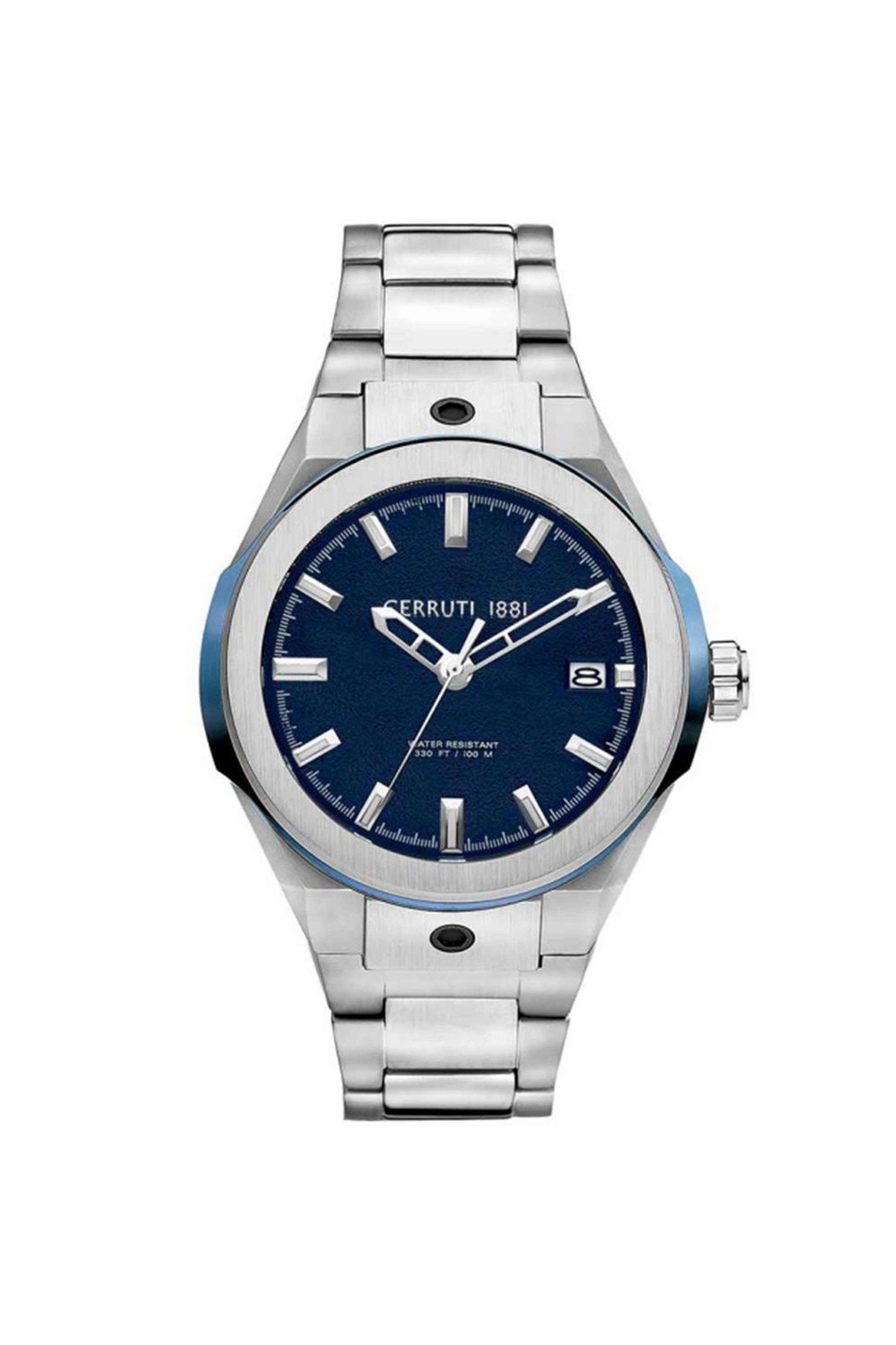 Ruscello-42-mm-Quartz-Analogue-Watch-for-Men---Blue-Dial-with-Silver-Stainless-Steel-Strap-(WNTCECRA29010)