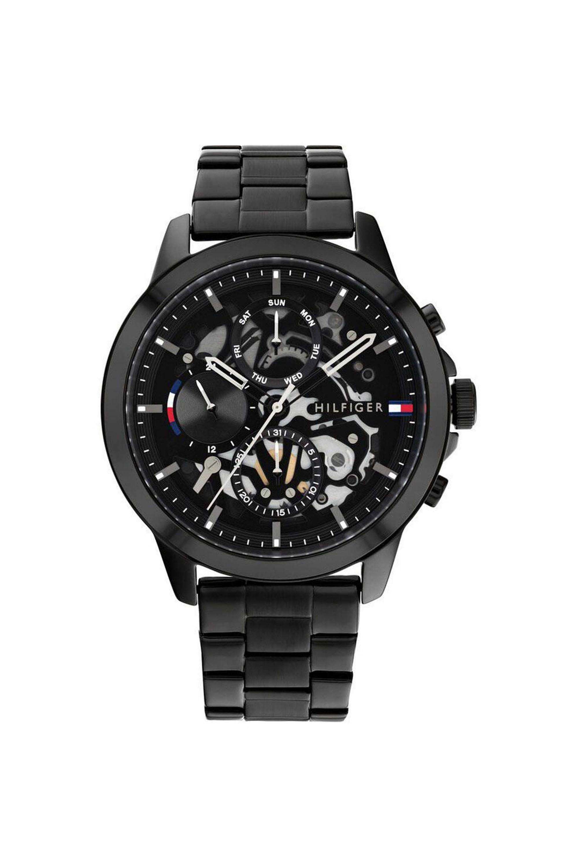 Henry-Men-s-44-mm-Quartz-Analogue-Watch---Black-Dial-with-Black-Stainless-Steel-Strap-(TH1710478)