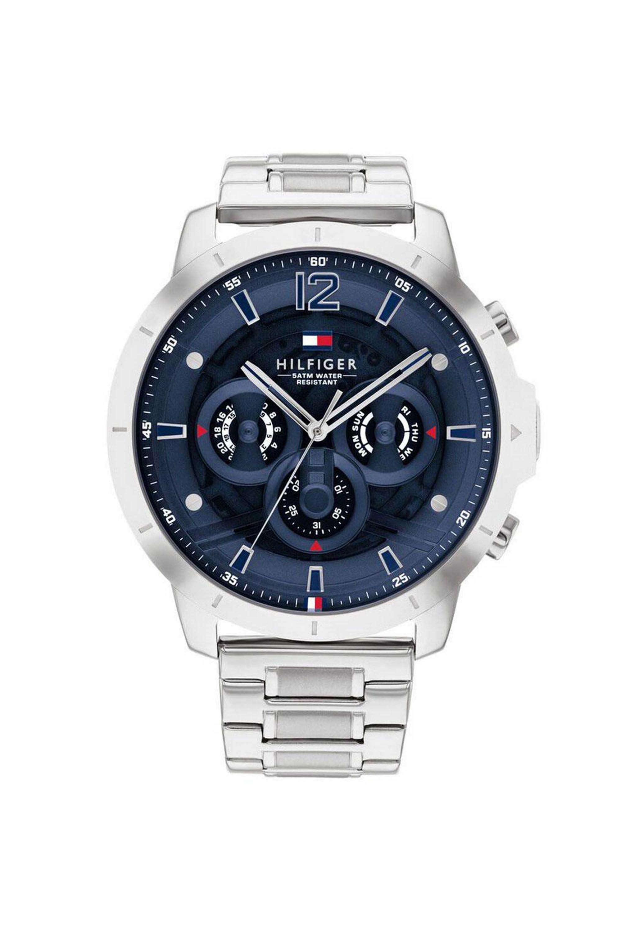 Luca-Men-s-50-mm-Quartz-Analogue-Watch---Blue-Dial-with-Silver-Stainless-Steel-Strap-(WNTTH1710492W)