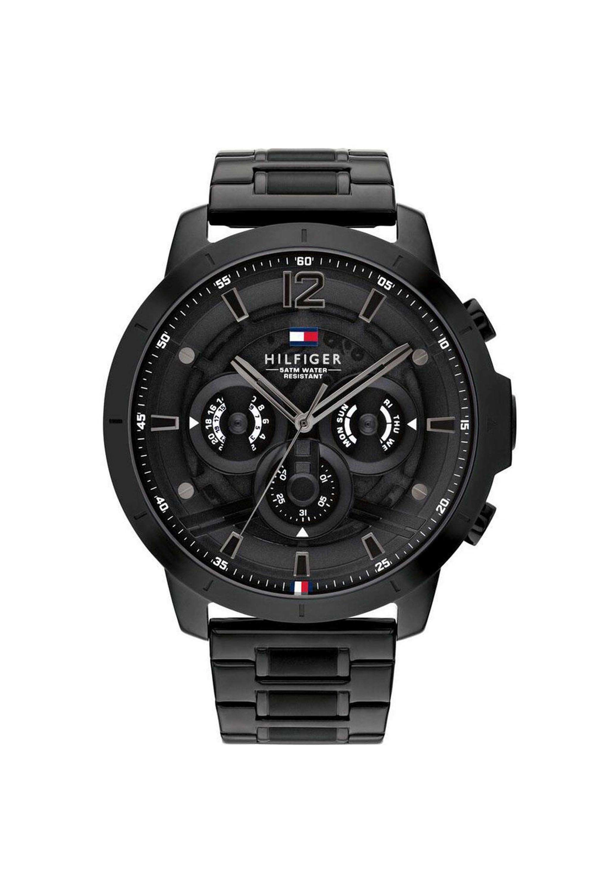 Luca-Men-s-50-mm-Quartz-Analogue-Watch---Black-Dial-with-Black-Stainless-Steel-Strap-(TH1710494)