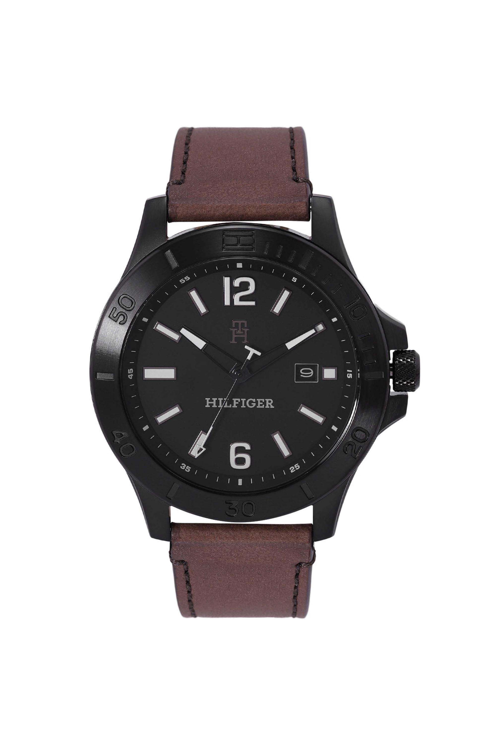 Ryan-Men-s-46-mm-Quartz-Analogue-Watch---Black-Dial-with-Brown-Leather-Strap-(TH1710530)